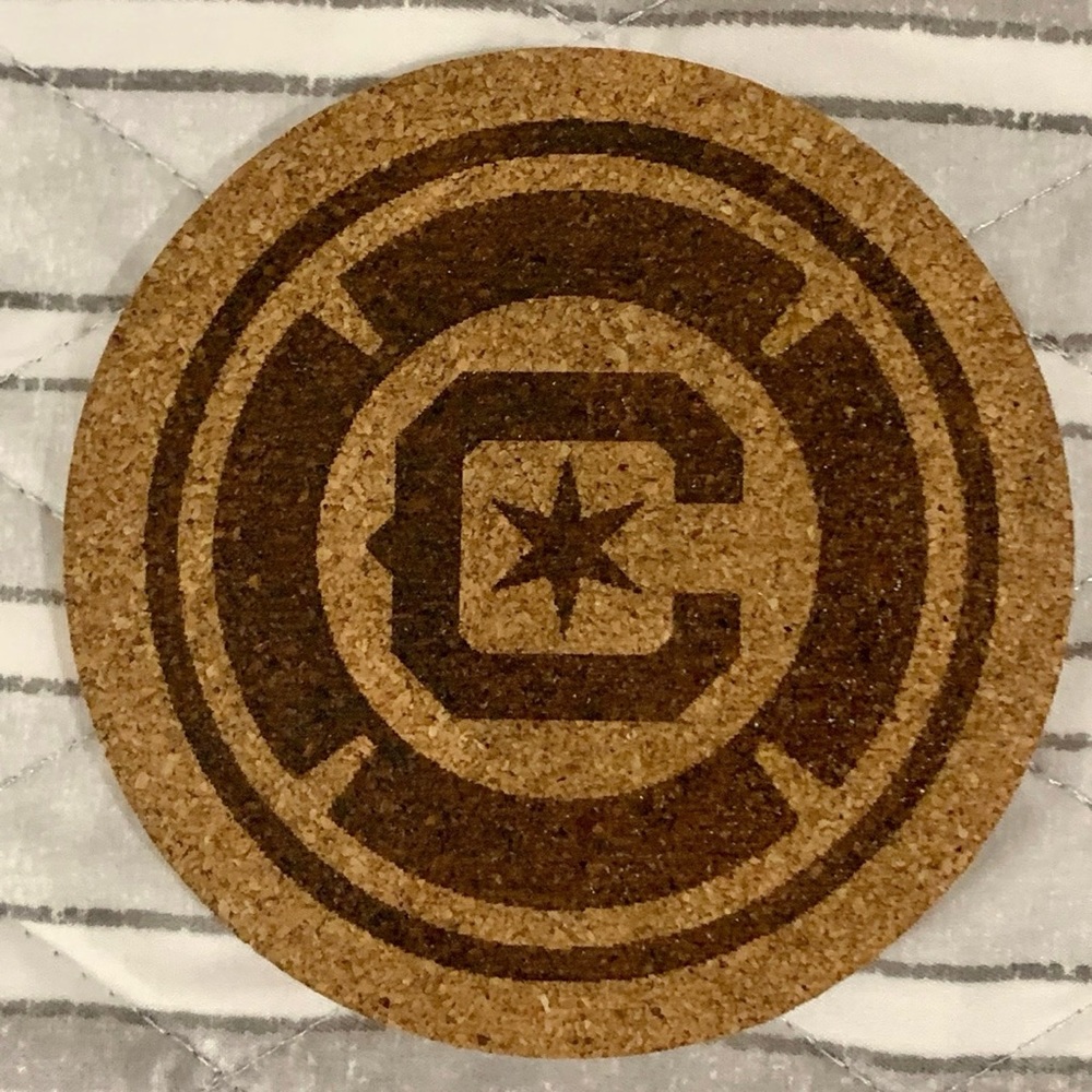 Chicago Fire Laser Engraved Cork Coaster